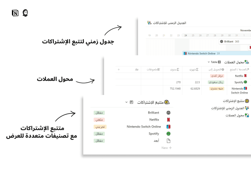 منظم الإشتراكات لن تدفع أبدًا مقابل اشتراك لست بحاجة إليه!